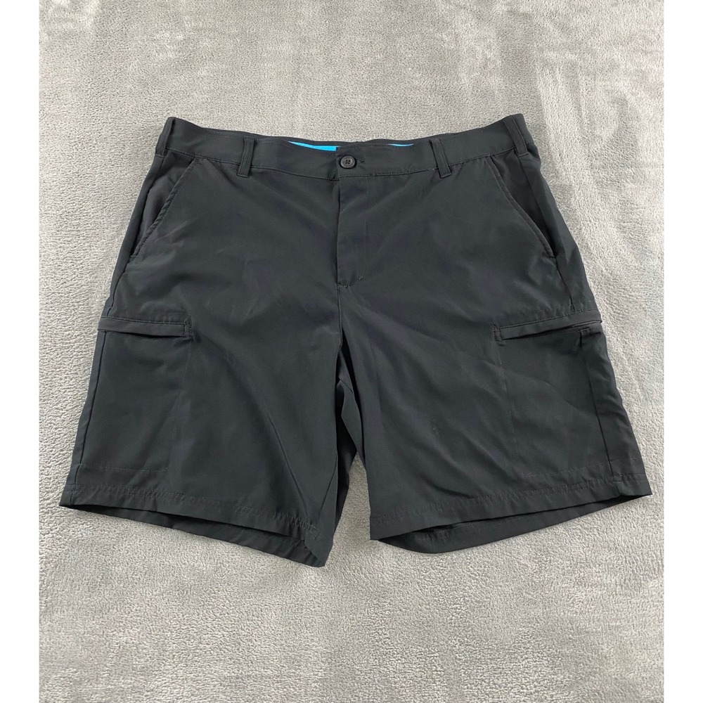 Birdie Bound Mens Golf Cargo Shorts Black Size 40 Performance Zipper Pockets